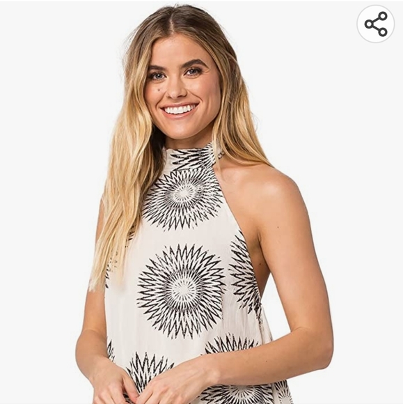 Billabong Moon Bud Printed Mock Neck Halter Top Small - Picture 2 of 13